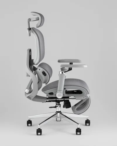 Кресло офисное топчэйрс Продиджи с оттоманкой, серый УТ000041698 Stool Group, серый/текстиль сетка, ножки/металл/хром, размеры - *1310**** фото 3 Кресло офисное топчэйрс Продиджи с оттоманкой, серый УТ000041698 Stool Group, серый/текстиль сетка, ножки/металл/хром, размеры - *1310**** фото 3