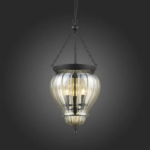 Люстра подвесная Sotto SL317.433.03 ST-Luce прозрачная на 3 лампы, основание чёрное в стиле кантри выдувное фото 2