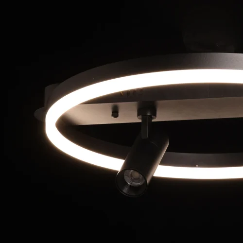 Светильник потолочный LED с пультом Драйв 377013303 DeMarkt чёрный 1 лампа, основание чёрное в стиле хай-тек трубочки с пультом фото 5