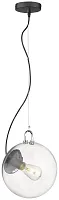 Светильник подвесной Fanni WE203.01.103 Wertmark прозрачный 1 лампа, основание хром чёрное в стиле современный шар