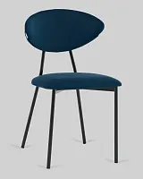 Стул обеденный Квинси велюр синий УТ000041641 Stool Group, синий/велюр, ножки/металл/чёрный, размеры - *****