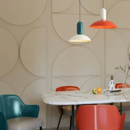 Светильник подвесной Lotus FR5551PL-01WG Freya разноцветный белый на 1 лампу, основание чёрное в стиле джапанди современный мемфис фото 2