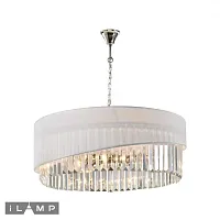 Люстра подвесная Casa P9508-6 NIC iLamp прозрачная белая на 6 ламп, основание никель в стиле арт-деко современный 