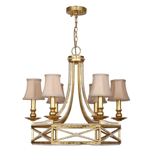 Люстра подвесная Marquise 1922-6P Favourite бежевая на 6 ламп, основание золотое в стиле классический 