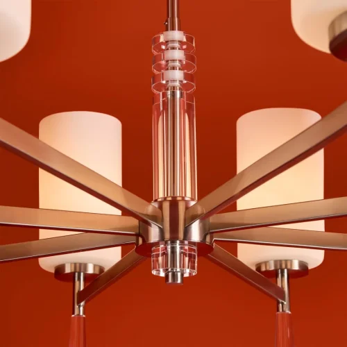 Люстра на штанге Chic FR2031PL-08N Freya белая на 8 ламп, основание никель в стиле классический фото 5 Люстра на штанге Chic FR2031PL-08N Freya белая на 8 ламп, основание никель в стиле классический фото 5