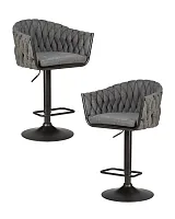 Стул барный набор 2 шт. SET-2 9690-LM LEON, цвет сиденья графитовый (LAR-275-21), цвет основания черный Dobrin, /текстиль, ножки/металл/чёрный, размеры - 890*1100***550*490 Стул барный набор 2 шт. SET-2 9690-LM LEON, цвет сиденья графитовый (LAR-275-21), цвет основания черный Dobrin, /текстиль, ножки/металл/чёрный, размеры - 890*1100***550*490