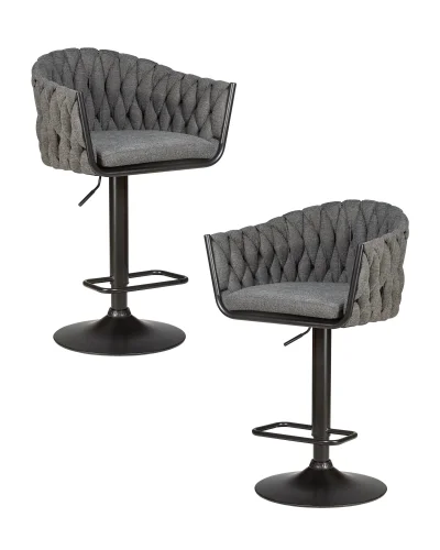 Стул барный набор 2 шт. SET-2 9690-LM LEON, цвет сиденья графитовый (LAR-275-21), цвет основания черный Dobrin, /текстиль, ножки/металл/чёрный, размеры - 890*1100***550*490 Стул барный набор 2 шт. SET-2 9690-LM LEON, цвет сиденья графитовый (LAR-275-21), цвет основания черный Dobrin, /текстиль, ножки/металл/чёрный, размеры - 890*1100***550*490