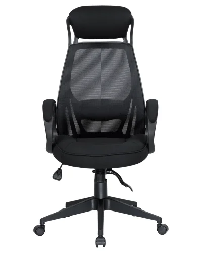 Офисное кресло для руководителей 109BL_Black-LMR STEVEN BLACK, чёрный пластик, чёрная ткань Dobrin, чёрный/сетка, ножки/металл/чёрный, размеры - 1210*1270***720*720 фото 6