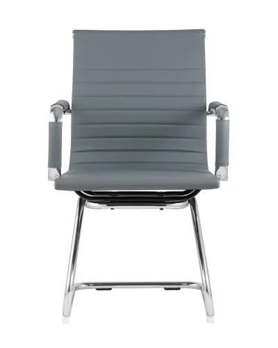 Кресло для посетителей TopChairs Visit, серое УТ000001930 Stool Group, серый/экокожа, ножки/металл/хром, размеры - ****550*630 фото 4