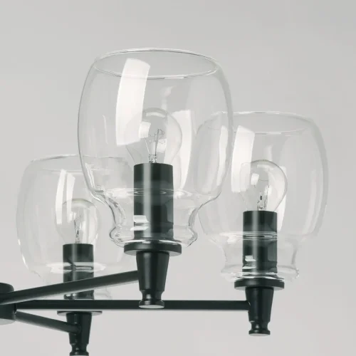Люстра на штанге Джестер 104012906 MW-Light прозрачная на 6 ламп, основание чёрное в стиле современный  фото 3