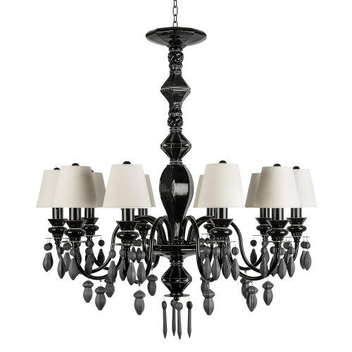 Люстра подвесная Грейс / Grace 10203/10 Black LOFT IT белая на 10 ламп, основание чёрное в стиле фото 2