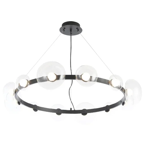 Люстра подвесная LED BOSQUE SP12 BLACK/TRANSPARENT Crystal Lux прозрачная на 12 ламп, основание чёрное в стиле современный  фото 2