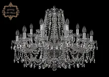 Люстра подвесная хрустальная 11.25.12+6.300.Cr.Sp Bohemia Art Classic прозрачная на 18 ламп, основание хром в стиле классика 
