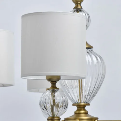 Люстра подвесная Оделия 619011305 Chiaro белая на 5 ламп, основание латунь в стиле классика  фото 4