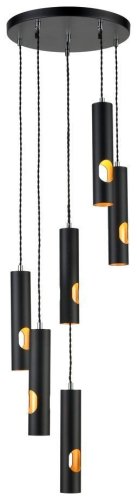 Светильник подвесной Emma WE224.06.026 Wertmark чёрный 6 ламп, основание чёрное в стиле современный каскад трубочки