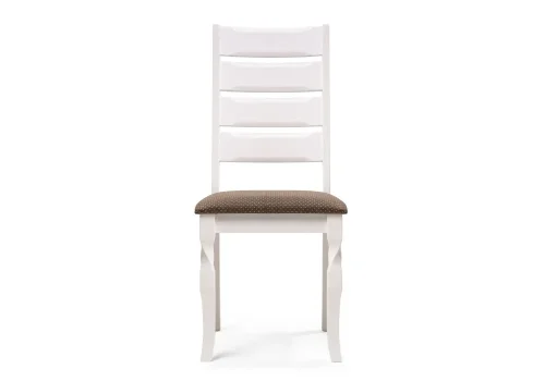 Деревянный стул Vengen butter white / brown 15081 Woodville, коричневый/ткань, ножки/дерево/белый, размеры - ****460*550 фото 2