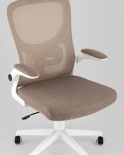 Кресло офисное TopChairs Airone, бежевый, в ткани УТ000040351 Stool Group, бежевый/текстиль сетка, ножки/металл/белый, размеры - *1250**** фото 3