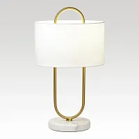 Настольная лампа Hendry LSP-0664 Lussole белая 1 лампа, основание матовое золото белое мрамор металл в стиле современный 