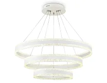 Люстра подвесная LED с пультом FA6181 Ambrella light белая прозрачная на 1 лампа, основание белое в стиле современный хай-тек с пультом кольца