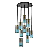 Люстра каскадная Мурано (Murano) 8401/10 Lumion серая голубая на 10 ламп, основание чёрное в стиле современный 