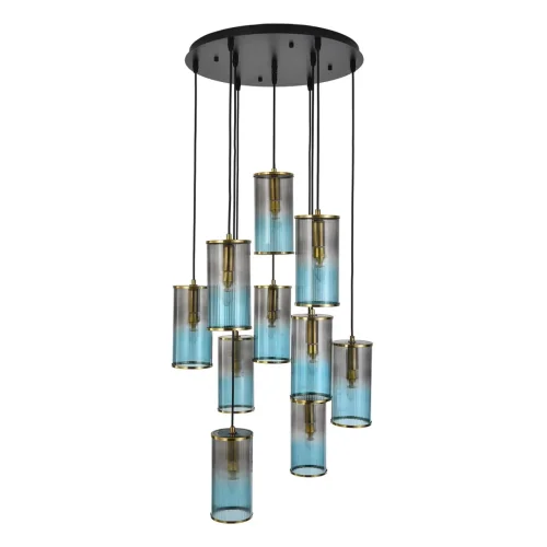 Люстра каскадная Мурано (Murano) 8401/10 Lumion серая голубая на 10 ламп, основание чёрное в стиле современный Люстра каскадная Мурано (Murano) 8401/10 Lumion серая голубая на 10 ламп, основание чёрное в стиле современный
