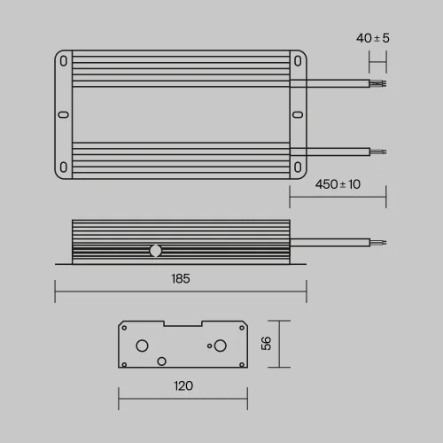 Блок питания 48V 480Вт IP67 Power Supply Magnetic PSL008-480W-48V-IP67 Maytoni серебряный в стиле современный для светильников серии Power Supply Magnetic магнитный s35 gravity магнитная radity радиусная магнитная exility тонкая магнитная фото 3