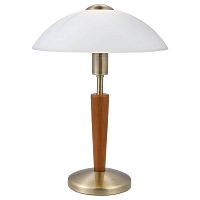 Настольная лампа SOLO 1 87256 Eglo белая 1 лампа, основание бронзовое коричневое дерево металл в стиле современный 