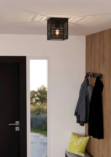Светильник потолочный Piedritas 900355 Eglo чёрный 1 лампа, основание чёрное в стиле современный лофт  фото 2