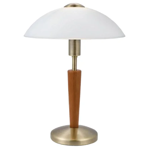 Настольная лампа SOLO 1 87256 Eglo белая 1 лампа, основание бронзовое коричневое дерево металл в стиле современный 