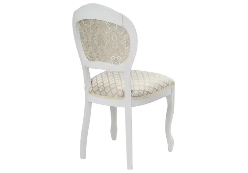 Деревянный стул Лауро патина серебро / бежевый 430999 Woodville, бежевый/ткань, ножки/массив бука дерево/белый, размеры - ****490*550 фото 4