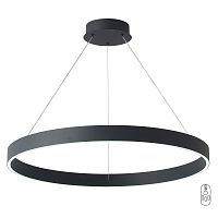 Люстра подвесная ЛЕД с пультом TRON SP70W LED BLACK Crystal Lux белая на 1 лампу, основание чёрное в стиле минимализм кольца с пультом