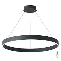 Люстра подвесная ЛЕД с пультом TRON SP70W LED BLACK Crystal Lux белая на 1 лампу, основание чёрное в стиле минимализм кольца с пультом