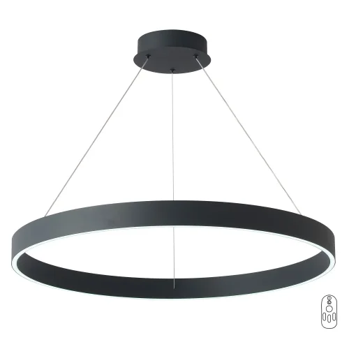 Люстра подвесная ЛЕД с пультом TRON SP70W LED BLACK Crystal Lux белая на 1 лампу, основание чёрное в стиле минимализм кольца с пультом Люстра подвесная ЛЕД с пультом TRON SP70W LED BLACK Crystal Lux белая на 1 лампу, основание чёрное в стиле минимализм кольца с пультом