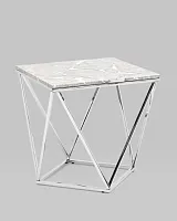 Журнальный столик Авалон 61*61, серый мрамор, сталь серебро УТ000036333 Stool Group столешница серая из искусственный мрамор