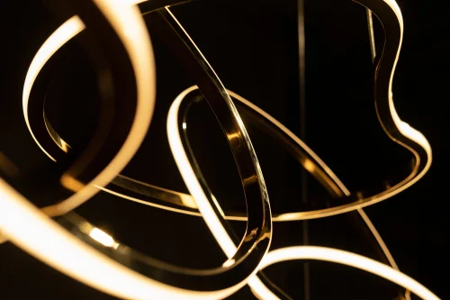 Светильник подвесной LED 0823CL-94GD Milosh Tendence золотой 1 лампа, основание золотое в стиле современный хай-тек кольца фото 3