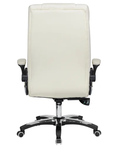 Офисное кресло для руководителей 107B-LMR RONALD, цвет кремовый Dobrin, кремовый/экокожа, ножки/металл/хром, размеры - 1130*1190***720*720 фото 5