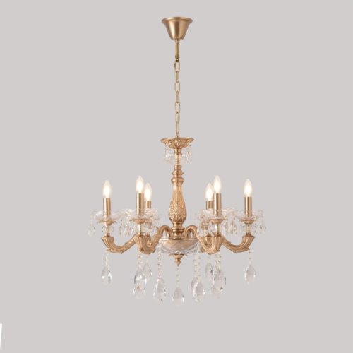 Люстра подвесная ELIZABETH SP6 BRASS Crystal Lux без плафона на 6 ламп, основание латунь прозрачное в стиле классический фото 3
