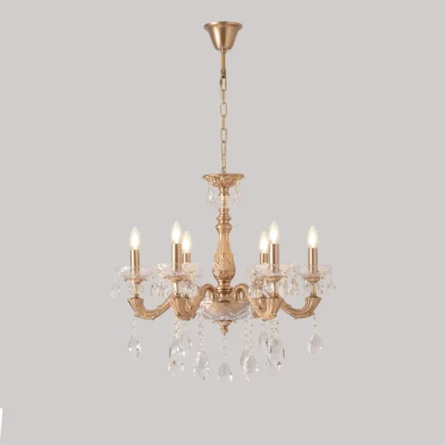 Люстра подвесная ELIZABETH SP6 BRASS Crystal Lux без плафона на 6 ламп, основание латунь прозрачное в стиле классический фото 4 Люстра подвесная ELIZABETH SP6 BRASS Crystal Lux без плафона на 6 ламп, основание латунь прозрачное в стиле классический фото 4