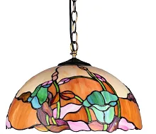Люстра подвесная Belmonte OML-80903-03 Omnilux разноцветная на 3 лампы, основание античное бронза в стиле тиффани цветы