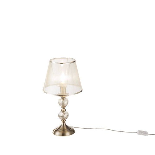 Настольная лампа Inessa FR2685TL-01BZ Freya бежевая прозрачная 1 лампа, основание античное бронза стекло металл в стиле классический 