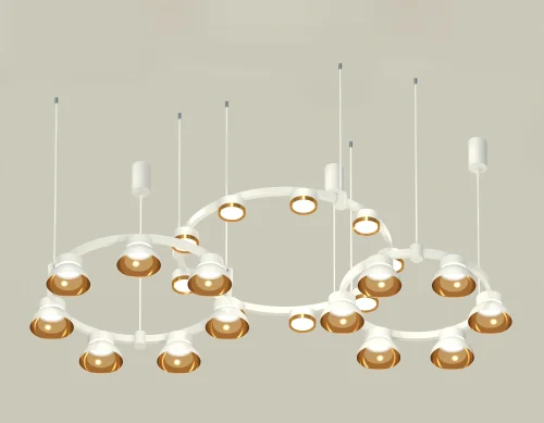 Светильник подвесной XR92082000 Ambrella light золотой белый 22 лампы, основание белое в стиле хай-тек модерн 