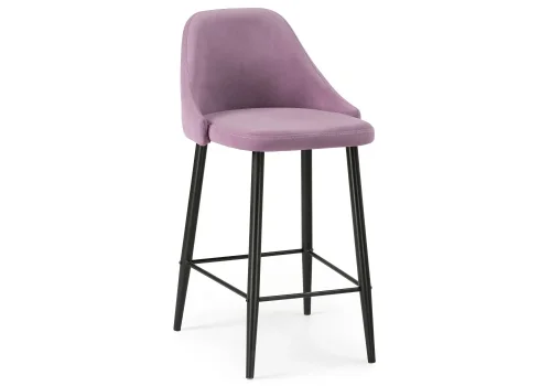 Барный стул Джама лавандовый / черный матовый 448664 Woodville, фиолетовый/велюр, ножки/металл/чёрный, размеры - ****460*530