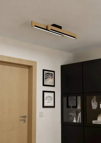 Светильник потолочный LED Camacho 901736 Eglo бежевый коричневый на 2 лампы, основание чёрное в стиле хай-тек современный фото 2
