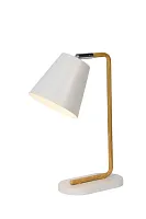 Настольная лампа CONA 71645/01/31 Lucide белая 1 лампа, основание коричневое металл в стиле современный 