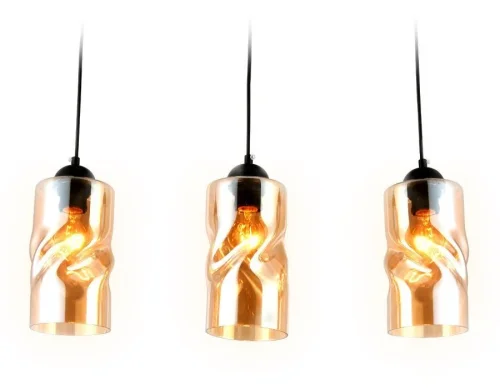 Светильник подвесной TR3556 Ambrella light янтарный 3 лампы, основание чёрное в стиле современный трубочки фото 2