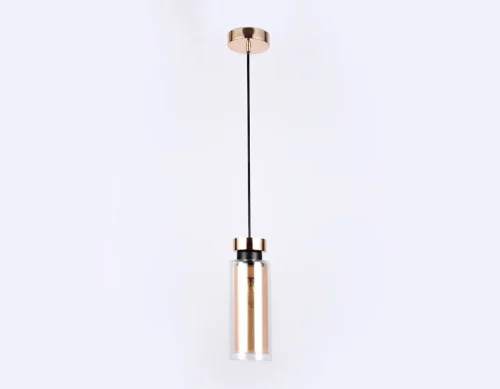 Светильник подвесной TR3571 Ambrella light янтарный на 1 лампу, основание золотое в стиле хай-тек современный трубочки фото 3