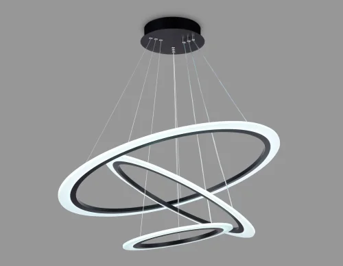 Люстра подвесная LED с пультом FA4361 Ambrella light белая чёрная на 1 лампа, основание чёрное в стиле современный хай-тек с пультом кольца фото 4