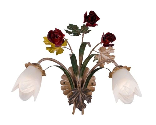 Бра Fiori di rose W1760.2 Lucia Tucci белый на 2 лампы, основание золотое разноцветное в стиле флористика прованс Бра Fiori di rose W1760.2 Lucia Tucci белый на 2 лампы, основание золотое разноцветное в стиле флористика прованс