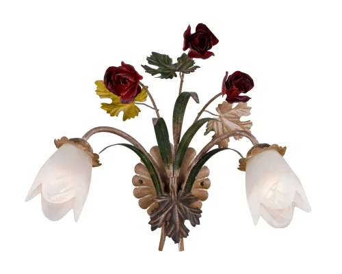Бра Fiori di rose W1760.2 Lucia Tucci белый на 2 лампы, основание золотое разноцветное в стиле флористика прованс Бра Fiori di rose W1760.2 Lucia Tucci белый на 2 лампы, основание золотое разноцветное в стиле флористика прованс