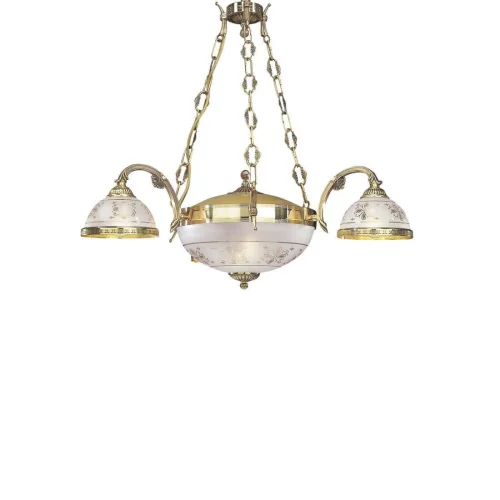 Люстра подвесная  L 6102/3+2 Reccagni Angelo белая прозрачная на 5 ламп, основание золотое в стиле классический  фото 3